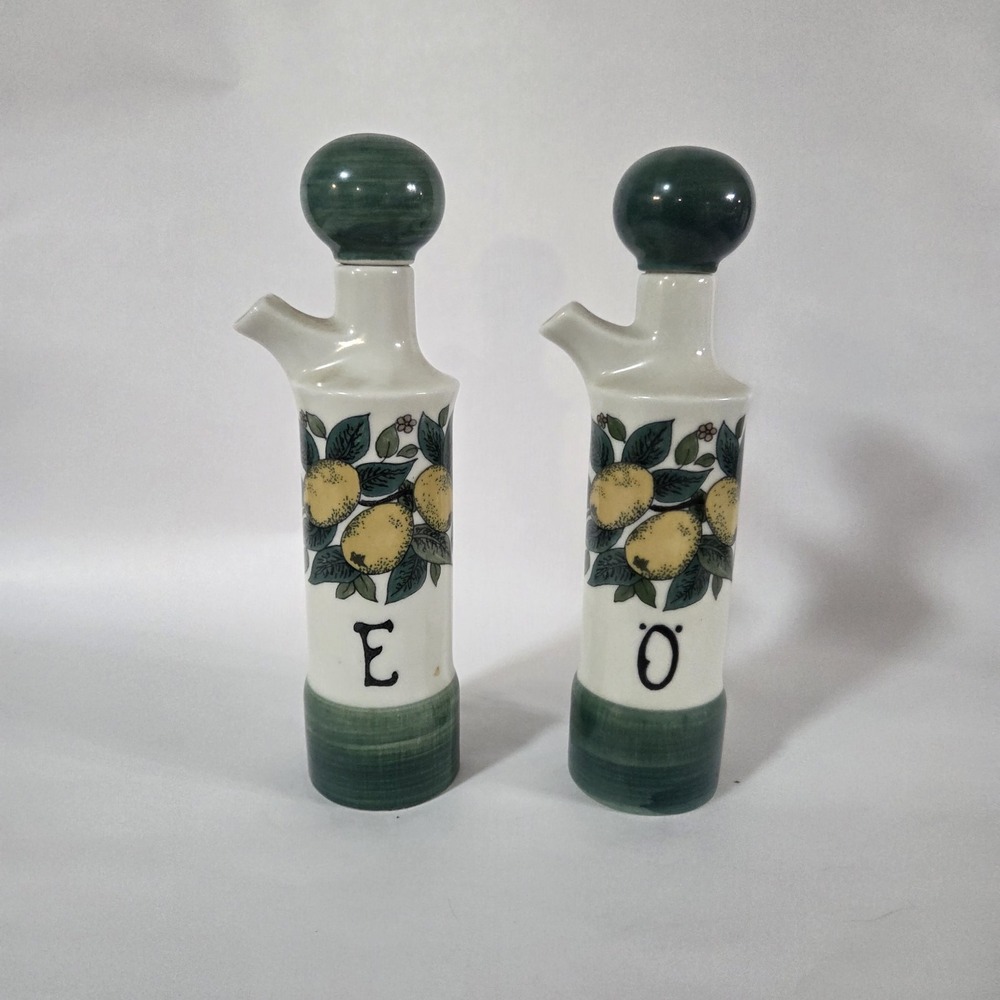 Vintage OPM Porcelain Goebel Oil‎ & Vinegar Cruets w/Lemons